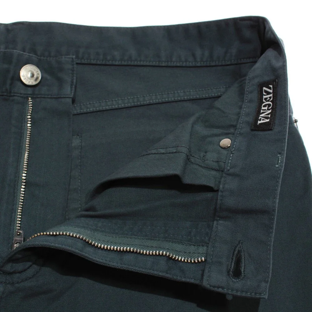 Zegna NWT Roccia 5 Pocket Jean Cut Trousers Size 34 R in Blue Cotton Blend